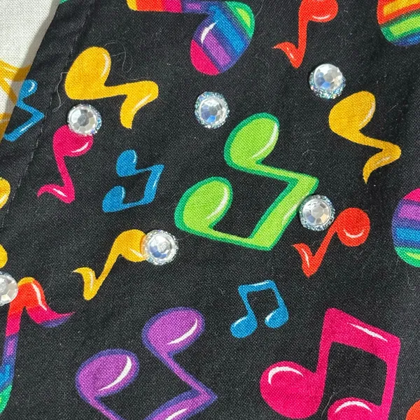 Vintage Handmade Reversible‎ Rainbow Music Note Vest Black White Colorful Notes Size M - Image 6