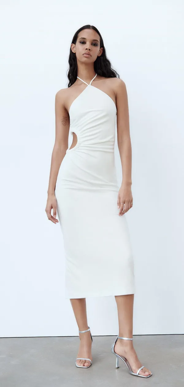 Zara Dress maxi halter cut out white wedding coctail party - Image 11