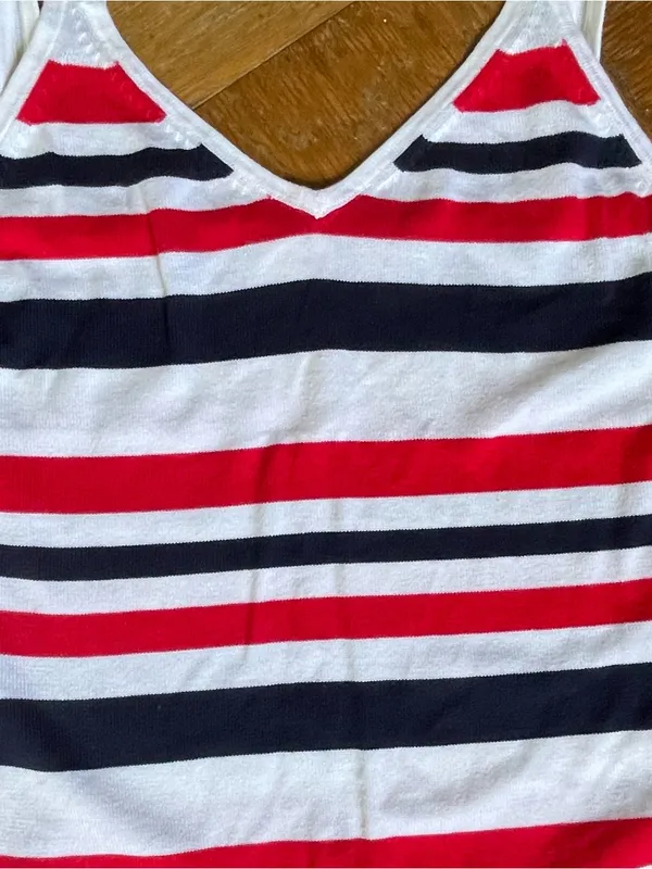 Knit Tank Top Size Large ~ Red White Blue Stripes ~ Layering - Image 2