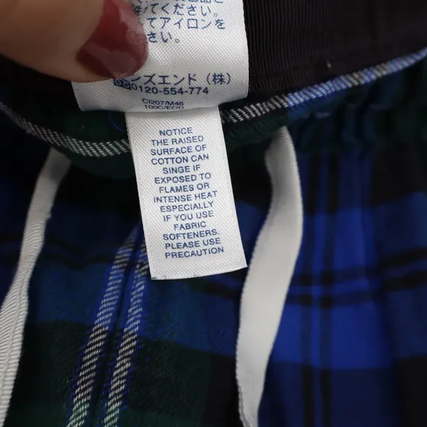 Lands' End Pajama Pants Women M Plaid Blue Green Flannel Drawstring Excellent - Image 3