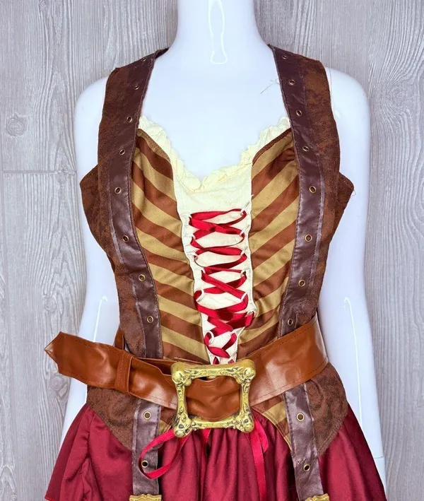 Eye candy Sexy Swashbuckler Captain Halloween costume shirt belt skirt L cosplay - Image 7