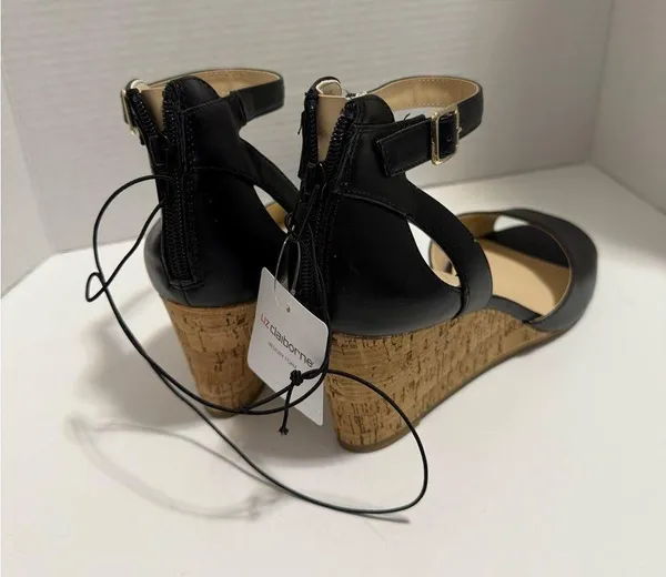 Liz Claiborne Octavia Black Heeled Wedge Sandal NWT Size 11 - Image 6