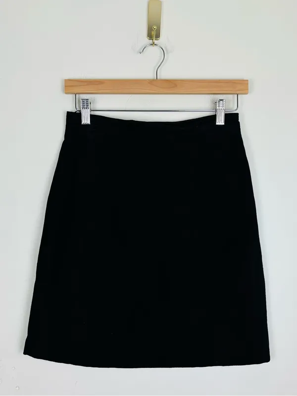 Wilson's Leather Vintage Black Suede Leather A-Line Mini Skirt 90s Minimalist Size 8 - Image 2