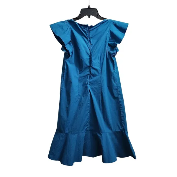 J.Crew Mercantile‎ Blue Cotton Flutter Sleeve V-Neck Midi Dress Size 0 - Image 2