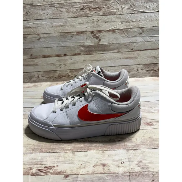 Nike Court Legacy Lift Sneakers Women's Size 10 Orange White Platform - Image 3