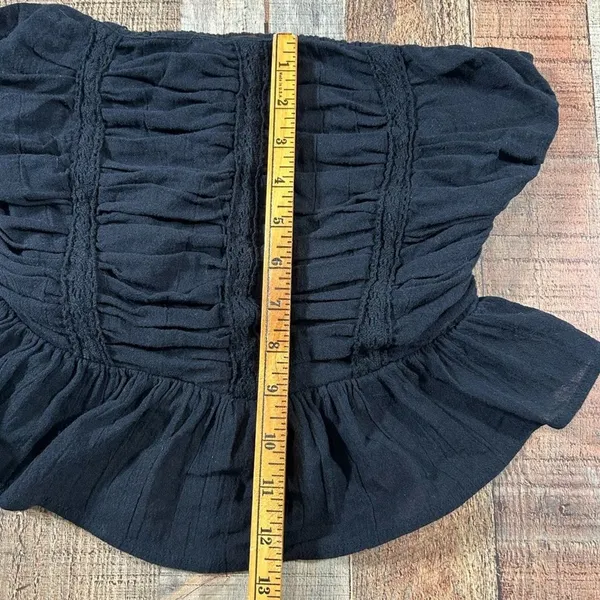 Free People Fun in the Sun Black Strapless Peplum Top XS Boho Whimsygoth Grunge - Image 7