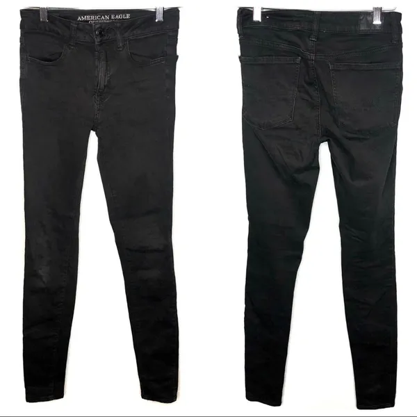American Eagle black high rise jegging jeans pockets stretch everyday capsule XS - Image 2