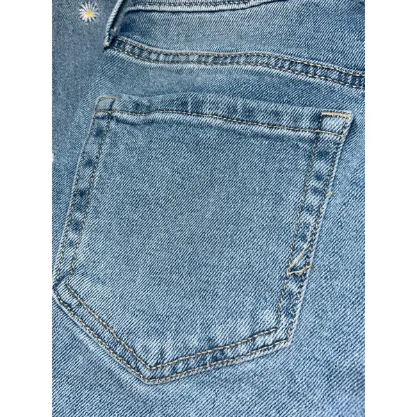 Hollister Daisy Embroidered Jeans Size 0R High Rise Straight Leg Light Wash - Image 8