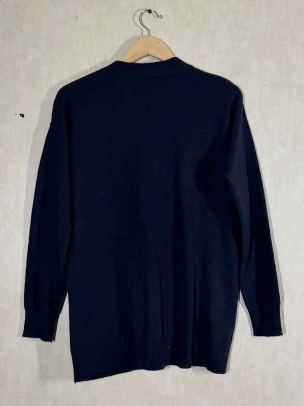Ann Taylor Women’s 100% Cashmere Knit Cardigan Sweater V-Neck in Navy M - Image 4