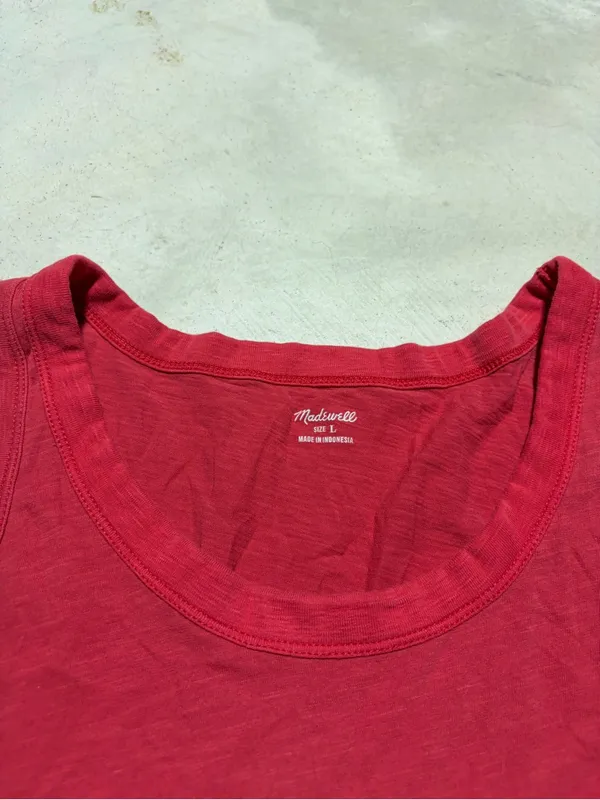 Madewell Women’s Red Tank Top - Casual Scoop Neck cotton large - Image 5