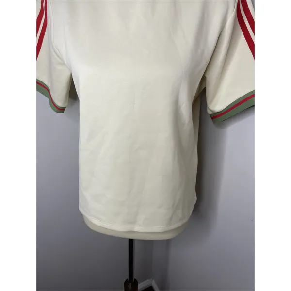 With Jean Cream Knit Polo Top Red Green Contrast Trim Tenniscore Medium - Image 9