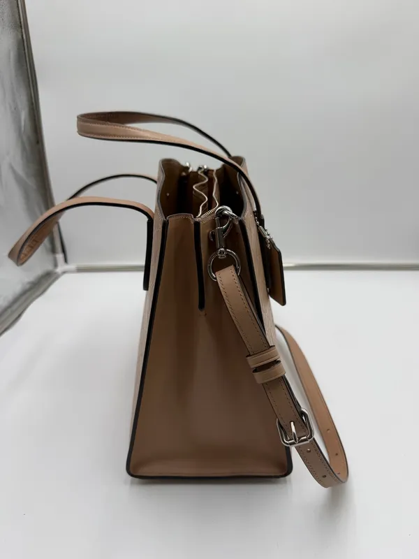Coach 31728 Signature Embossed Leather Satchel Shoulder Bag Tan Camel - Image 6