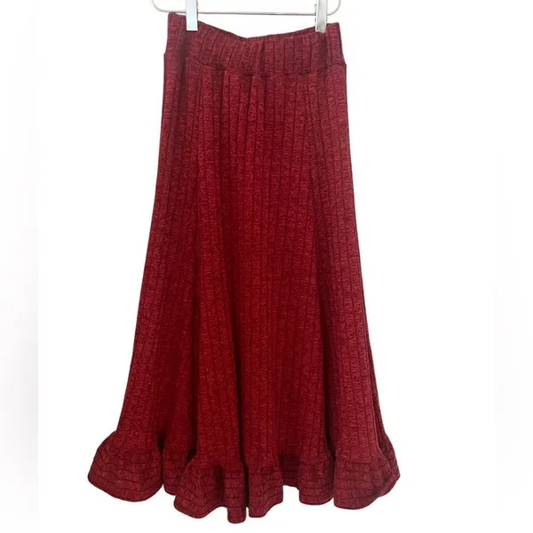 Anthropologie Pauline Midi Sweater Skirt Ruffle Hem XS - Image 4