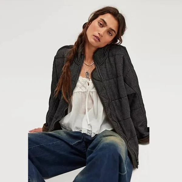 NWT Free People Dolman Quilted Textured Denim Jacket - Image 4