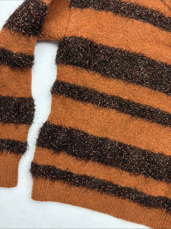 Madewell Women's xs extra small Crewneck Sweater in Brown holiday wool festive - Image 3