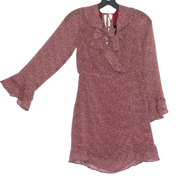 NWT Lulus Dress Floral Cottage Dark Academia Boho Retro Prairie Burgundy Size XS - Image 6