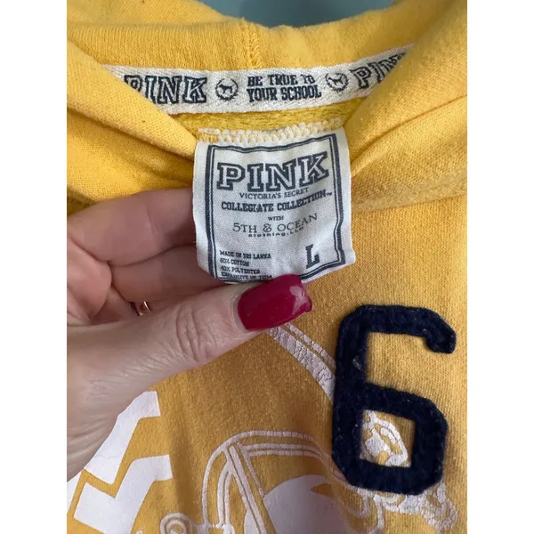 VS Pink X 5th & Ocean WV Collegiate Yellow Pullover Hoodie - Image 6