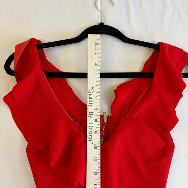 Red Ruffle V Neck Sleeveless Crop Top Back Zip‎ XS Whimsygoth Chic Club Attire - Image 8