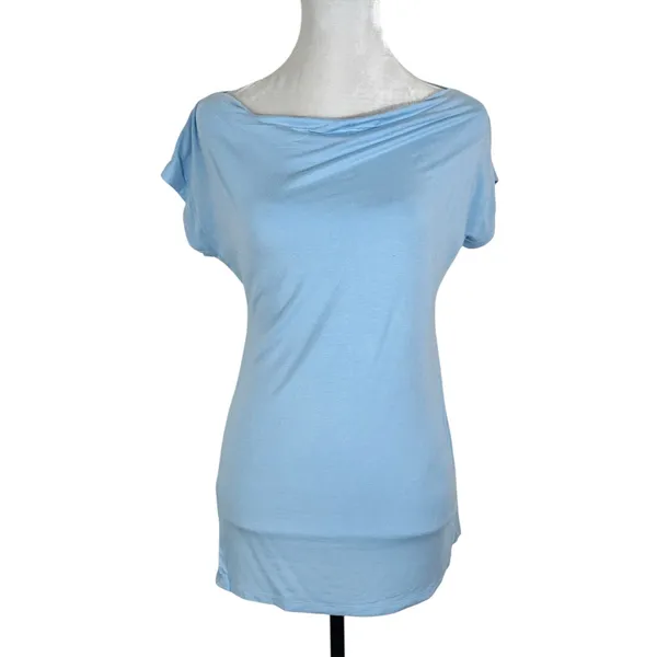 San Francisco City Lights Soft Drape Neck Tee T-Shirt Light Blue Medium NEW - Image 2