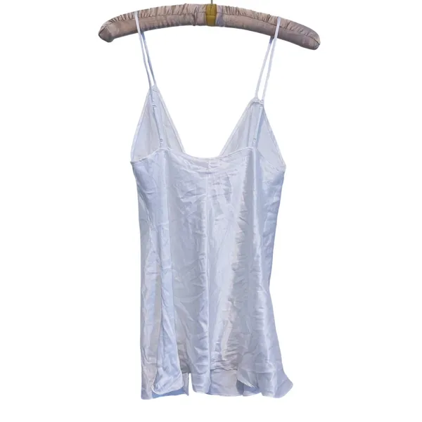 Victoria’s Secret 90s Silk Babydoll Tie Front Slip Dress Medium White Lingerie - Image 2