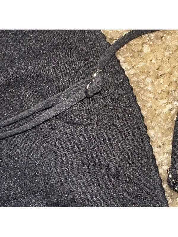 H&M Black Ribbed Triangle Bikini Top Size 6 - Image 4