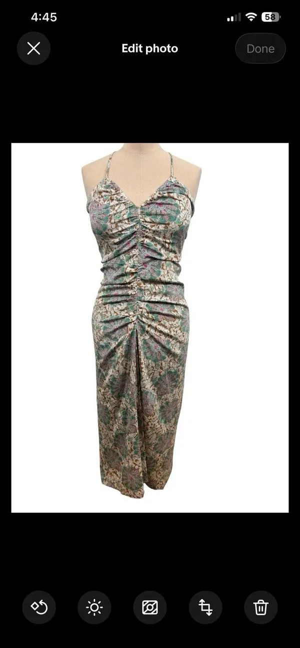 Veronica Beard Aldana Silk Floral Ruched Halter Dress Midi Size 8 MRSP $498 - Image 3