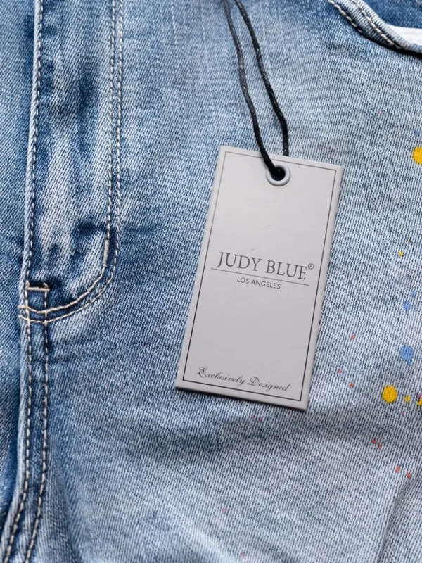 Judy Blue - Distressed Paint Splatter Denim Shorts - Image 9