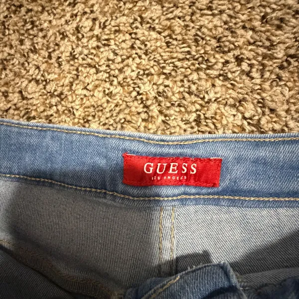 Guess Los Angeles Womens High Rise Distressed Skinny Jeans Light Wash 30 Q2GA10 - Image 2