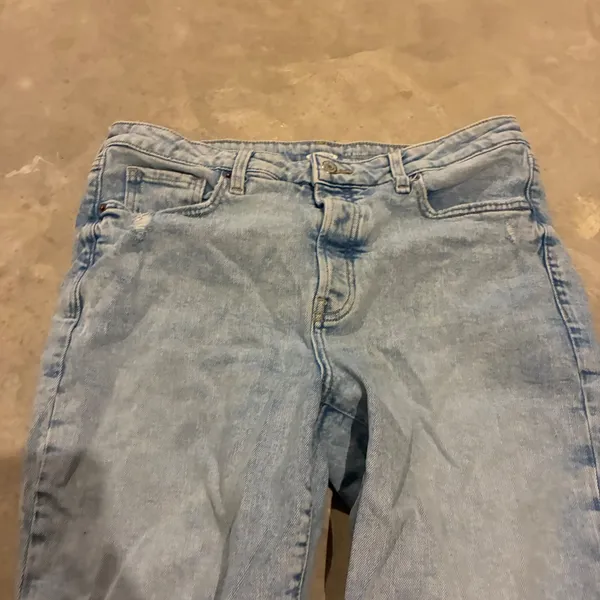 Old Navy Womens O.G. Straight High Rise‎ Light Wash Distressed Jeans Size 14 - Image 4