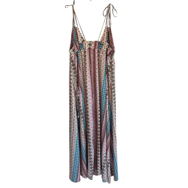 Lulus Boho Geometric Print Tassel Tie-Strap Smocked Maxi Dress Multicolor Medium - Image 6