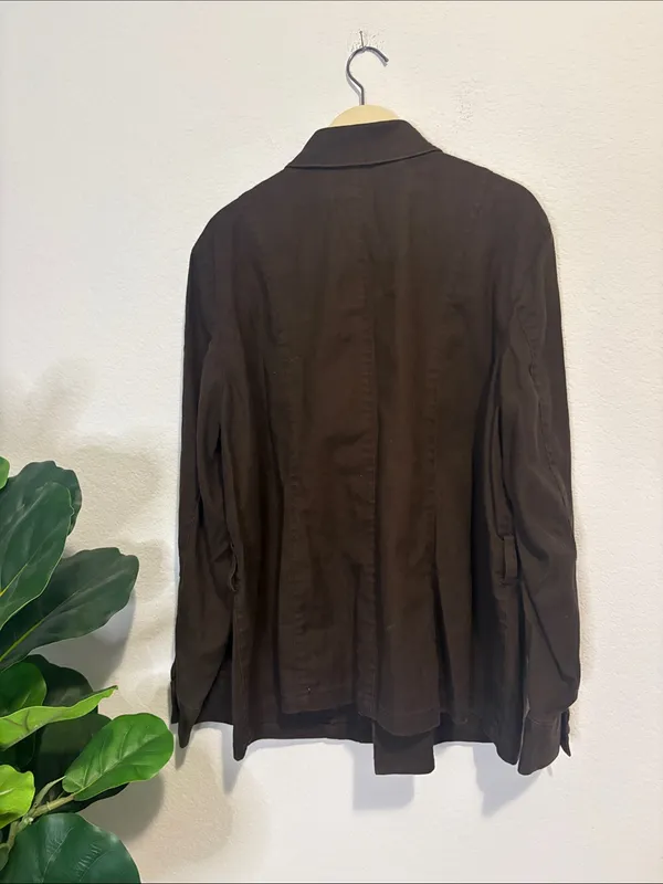 Lauren Ralph Lauren Dark Brown Military Field Jacket linen cotton 2X - Image 4