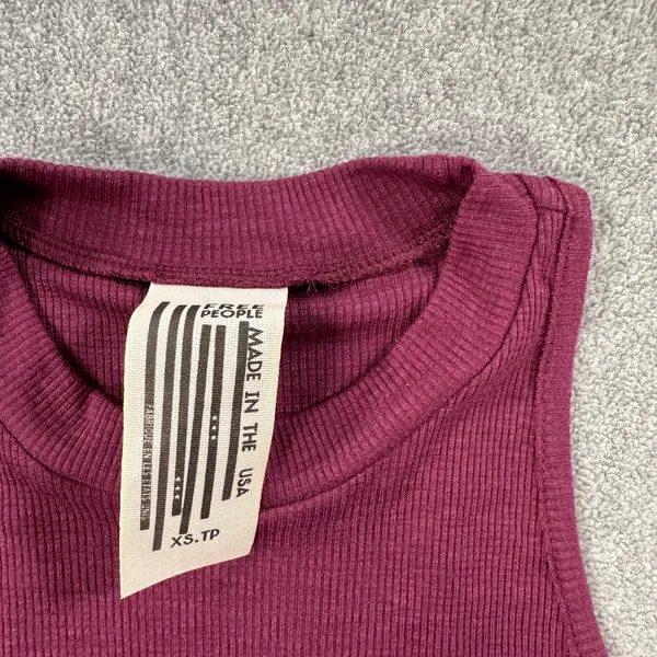 Free People Ribbed High Neck Tank Top Women's X-Small Purple Sleeveless Swing - Image 6