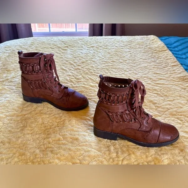 Brash Brown Marisol Lace Up Combat Boots - Image 3