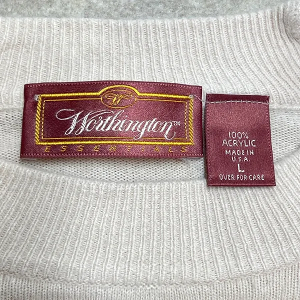 Vintage Made in USA Worthington Cream Crewneck Sweater Raglan Sleeve Sz‎ L EUC - Image 2