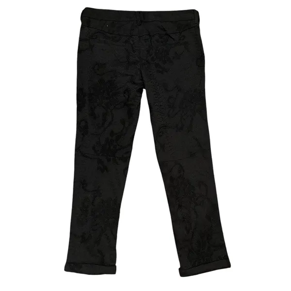 Free People Black Lace Chic Biker Gothic Jacquard Trouser Pants 8 - Image 3