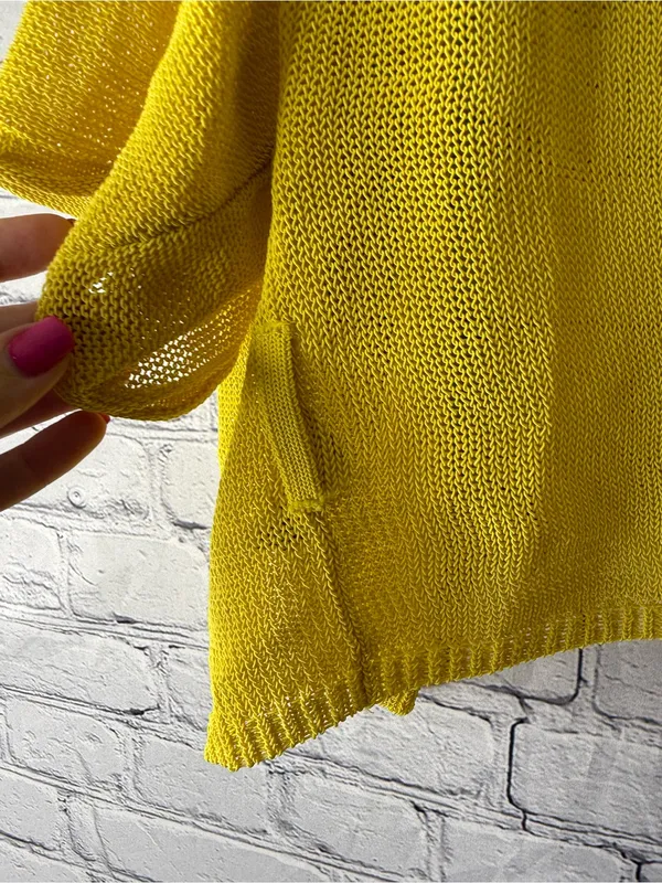 Free People Sunny Yellow Open-Front Knit Cardigan size small - Image 8