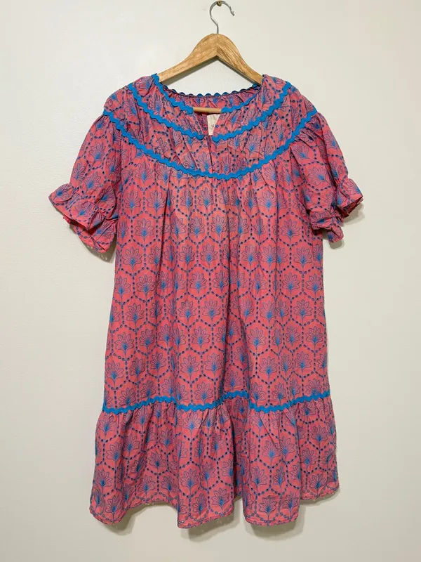 NWT Umgee Floral Embroidered Puff Sleeve Eyelet Dress Size XL NEW - Image 2
