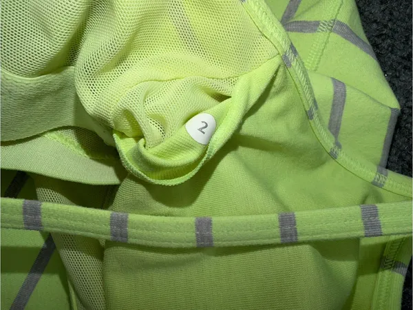 Lululemon Athletica Power Y Tank in a neon yellow and grey striped - Image 8