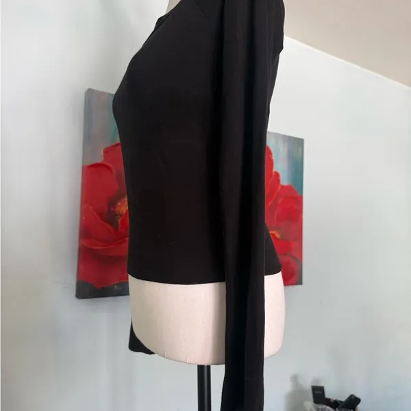 Reformation Wiley Solid Classic Black Boat Neck Top size M Medium - Image 3
