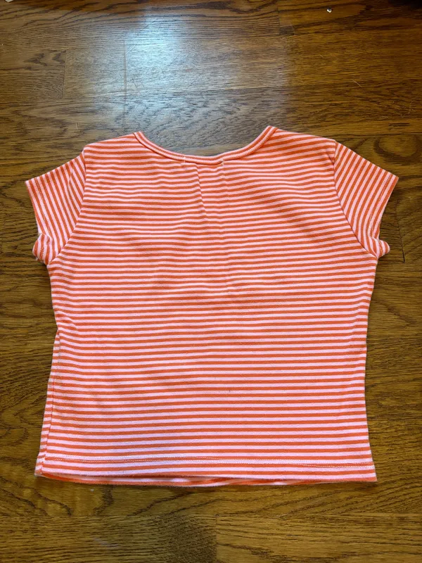 Brandy melville pink and orange stripe baby tee - Image 2