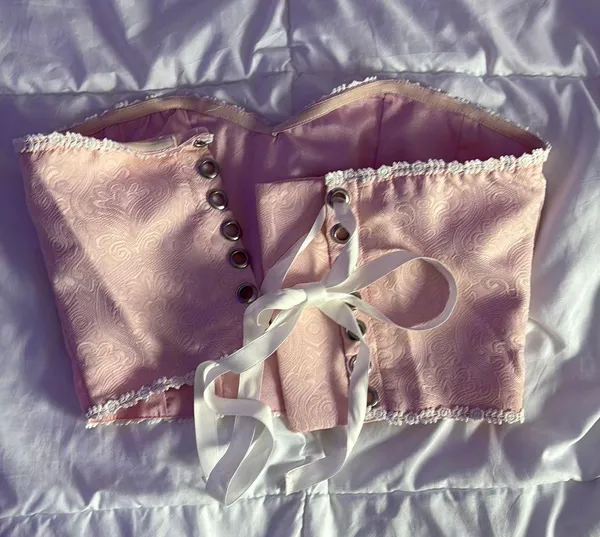 SheIn Pink Lace Up Corset - Image 3