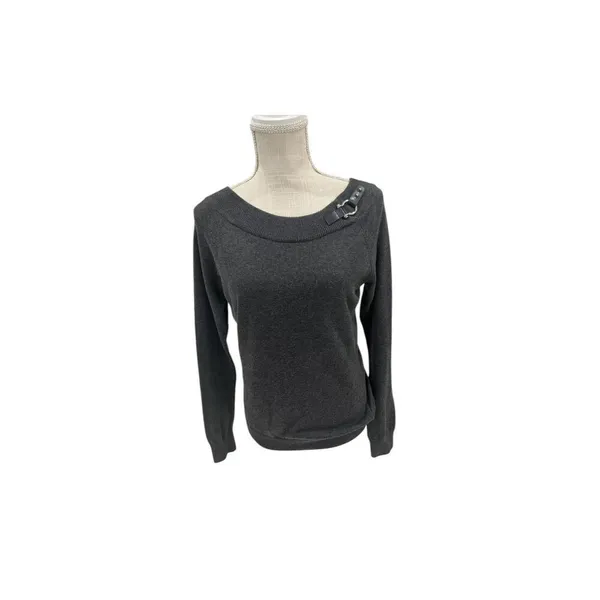 ✨Lauren Ralph Lauren Buckle Boatneck Grey Sz Large Sweater✨ - Image 4