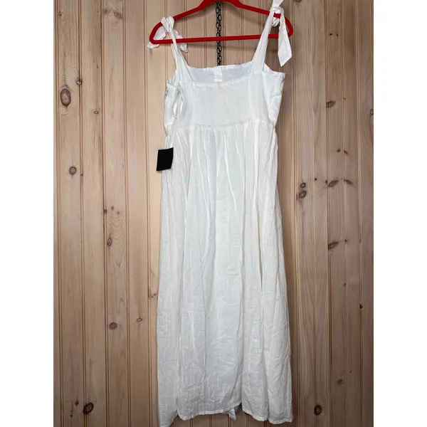 NWT Lulus Corinthia White Embroidered Button-Front Midi Dress Resort Cruise Sz M - Image 6