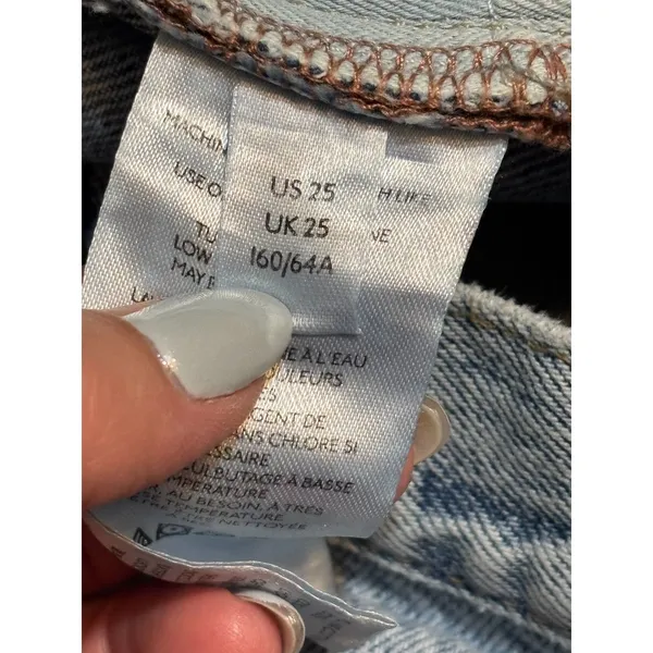 Free People Distressed Straight Leg Jeans Loose Fit Women's Size 25 Button Fly - Image 12