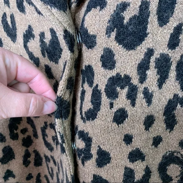 Rachel Zoe Leopard Wool Blend Two Button Cardigan Size Small - Image 5