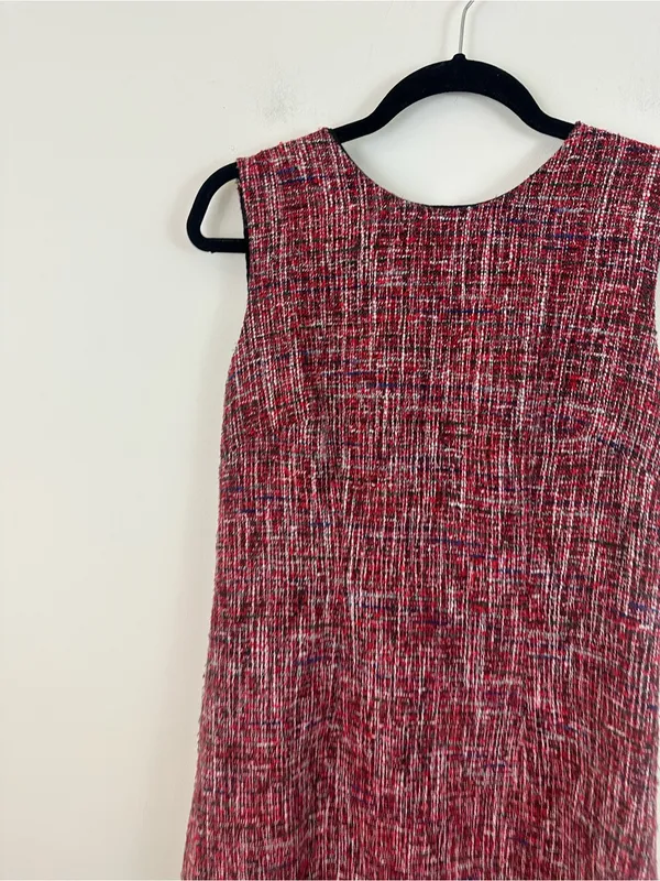 Adam Lippes Collective Red Tweed Sheath Dress Size 6 Women's - Image 3