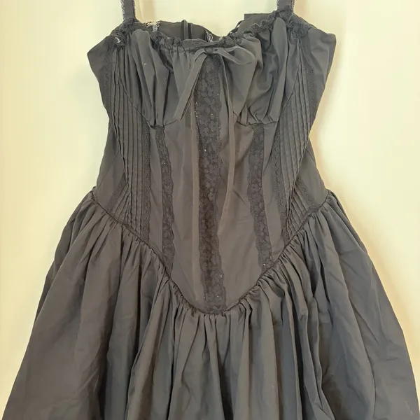 Windsor Large Black Corset Dress Whimsigoth Skater Mini Dark Romance Costume - Image 2