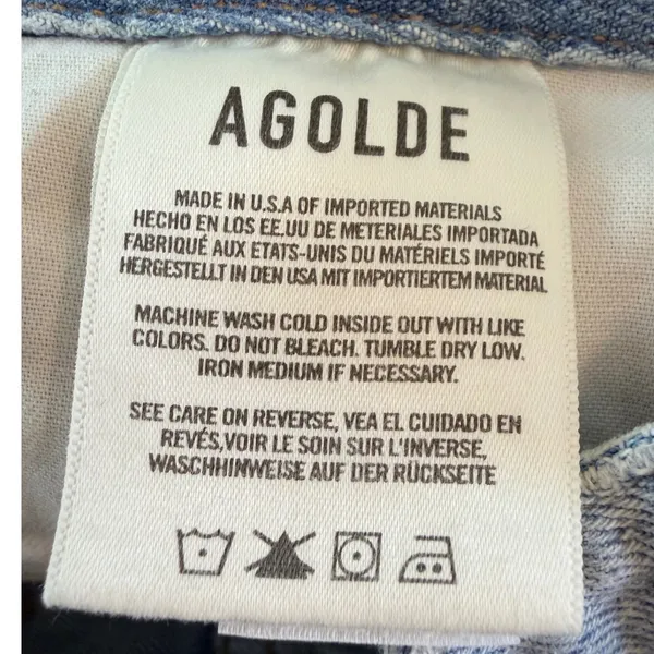 AGOLDE Criss Cross Distressed Denim Mini Skirt Light Wash 27 - Image 7