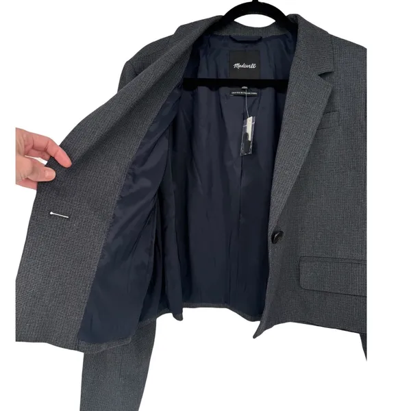 NWT Madewell Women's Sutter Crop Blazer Jacket Grey Italian Fabric NM509 Size XL - Image 7