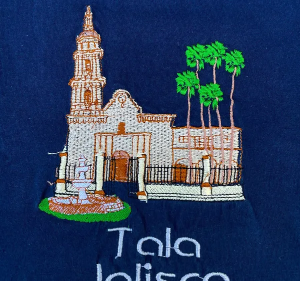 Vintage Tala Jalisco Mexico Embroidered Blue T-shirt - Image 3